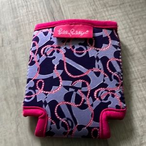 Lilly Pulitzer Pink Blue anchors Drink Can Koozie